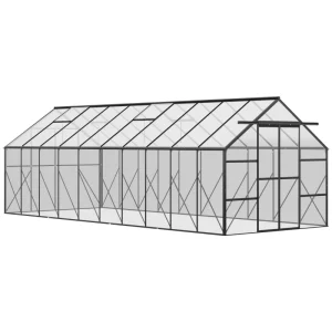 Outsunny 20' x 8' x 6.9' Walk-in Greenhouse with Adjustable Roof Vent, Rain Gutter and Sliding Door for Winter, Large Aluminum Greenhouse, Clear - Image 11