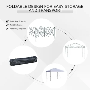 Outsunny 10' x 10' Pop Up Canopy Tent with Airy Top Vents and Wheeled Carry Bag for Outdoor, Garden, Patio, White - Image 7