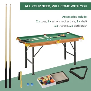 Soozier 55" Mini Pool Table Portable Billiard Table Includes Cues, Ball, Chalk, Rack, Green - Image 4
