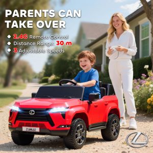 Qaba 12V Ride On Car, Licensed Lexus GX550, 2-Seater Kids Electric Vehicle with Remote Control and Suspension System, Red - Image 6