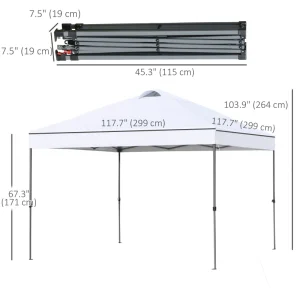 Outsunny 10' x 10' Pop Up Canopy Tent with Airy Top Vents and Wheeled Carry Bag for Outdoor, Garden, Patio, White - Image 6
