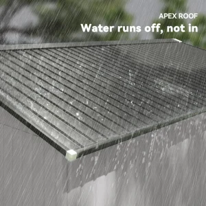 Outsunny 11' x 13' Garden Storage Shed w/ Foundation Kit Metal Tool Storage House w/ Double Doors White - Image 8