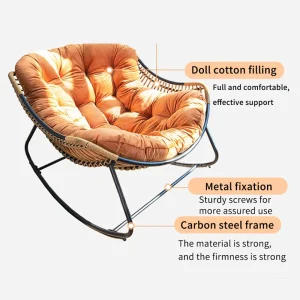 Ergonomic Balcony Rocking Chair with Metal Frame - Image 2