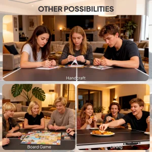 Soozier 9' x 5' Full Size Table Tennis Table, Folding Ping Pong Table with Paddles and Balls, Dark Grey - Image 9