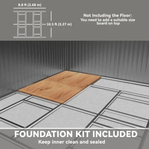 Outsunny 11.2ft x 12.5ft Practical Backyard Garden Storage Tool Shed 4 Ventilation Slots Double Sliding Door, Grey - Image 5