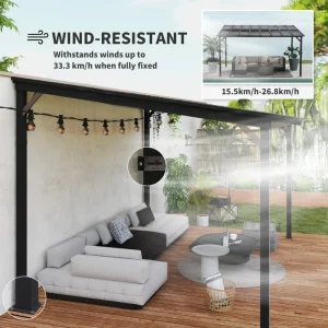 Outsunny 10' x 14' Hardtop Gazebo Wall-Mounted / Free Standing Outdoor Pergola with UPF 50+ & Waterproof Polycarbonate Roof - Image 7