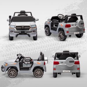 Qaba 12V Toyota LAND CRUISER Licensed Kids Car w/ Remote Control, Four Wheel Spring Suspension, Soft Start, LED Light, Grey - Image 10