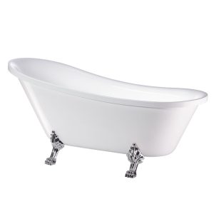 White 63" clawfoot bath with chrome or Black accents - Image 3