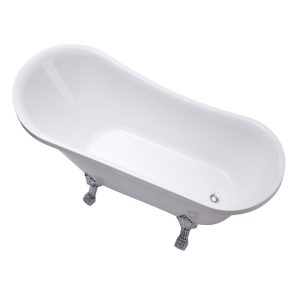 White 63" clawfoot bath with chrome or Black accents - Image 4