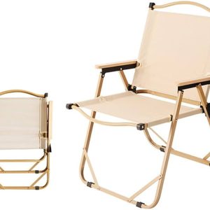 Camping Folding Chair High Back Heavy Duty Outdoor Furniture Lightweight Armchair Portable for Hunting Garden Lawn Beach Sports - 77 CM- Beige - Image 1