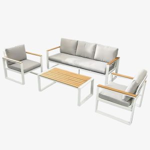 Aluminum 4 Pcs Garden Conversation Sofa Set Outdoor Furniture Seating Group Sofas Ready to Ship Luxury Patio Leisure Garden Sets - Image 3
