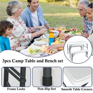 3pcs Camp Table and Bench set, Beer table/camping set (1 table and 2 stools) - Image 4