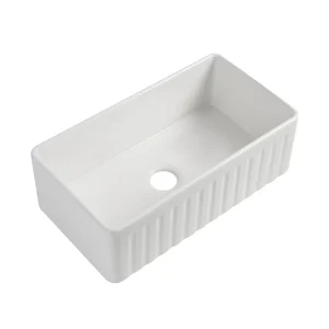 Farmhouse Sink 33 Inch White Fireclay Apron Front Single Bowl Deep Drop In Kitchen Sink Undermount Farm Sink with Bottom Grid & Strainer - Image 5
