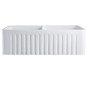 White fireclay reversible apron-front kitchen sink 33" x 18" - Image 8