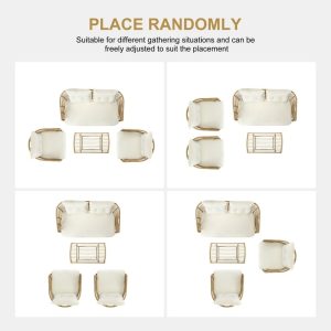 4 Pieces Patio Furniture Set, All Year U-Shaped Sectional Sofa Outdoor Furniture Rattan Conversation with Thick Cushions and Rect Side Table for Outside, Garden, Balcony, Porch - Image 3