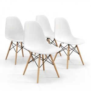 Eiffel Dining Chairs - Modern Dining Chair with Wood Legs - 17 inch Dining Chairs of Plastic seat - Image 3