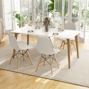 Eiffel Dining Chairs - Modern Dining Chair with Wood Legs - 17 inch Dining Chairs of Plastic seat - Image 4