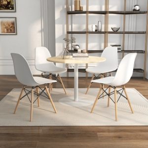 Eiffel Dining Chairs - Modern Dining Chair with Wood Legs - 17 inch Dining Chairs of Plastic seat - Image 2