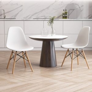 Eiffel Dining Chairs - Modern Dining Chair with Wood Legs - 17 inch Dining Chairs of Plastic seat - Image 1