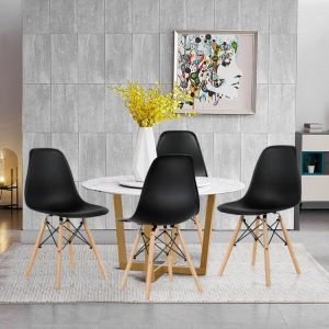Eiffel Dining Chairs - Modern Dining Chair with Wood Legs - 17 inch Dining Chairs of Plastic seat - Image 7