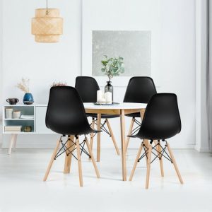 Eiffel Dining Chairs - Modern Dining Chair with Wood Legs - 17 inch Dining Chairs of Plastic seat - Image 6