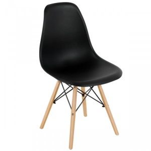 Eiffel Dining Chairs - Modern Dining Chair with Wood Legs - 17 inch Dining Chairs of Plastic seat - Image 2