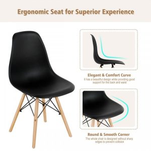 Eiffel Dining Chairs - Modern Dining Chair with Wood Legs - 17 inch Dining Chairs of Plastic seat - Image 9