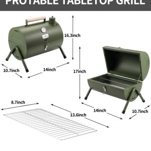 Portable Charcoal Grill, Tabletop Outdoor Barbecue Smoker, Small BBQ Grill for Outdoor Cooking Backyard Camping Picnics Beach GREEN - Image 10