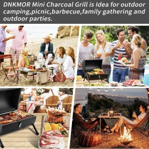 Portable Charcoal Grill, Tabletop Outdoor Barbecue Smoker, Small BBQ Grill for Outdoor Cooking Backyard Camping Picnics Beach GREEN - Image 9