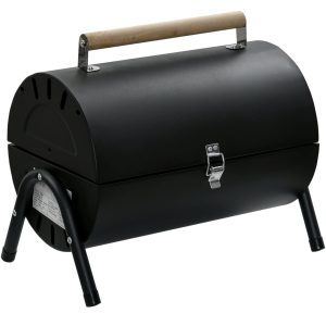 Portable Charcoal Grill, Tabletop Outdoor Barbecue Smoker, Small BBQ Grill for Outdoor Cooking Backyard Camping Picnics Beach(Black/ Green) - Image 1