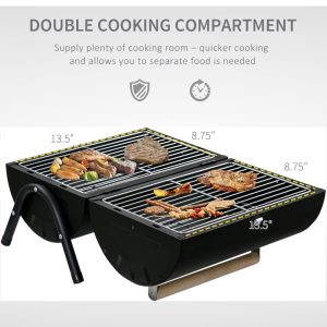 Portable Charcoal Grill, Tabletop Outdoor Barbecue Smoker, Small BBQ Grill for Outdoor Cooking Backyard Camping Picnics Beach GREEN - Image 6