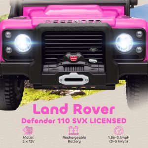 Qaba Land Rover Licensed Kids Ride on Truck with Remote Control, Spring Suspension, LED Lights, 3 Speed for Ages 3-5, Pink - Image 4