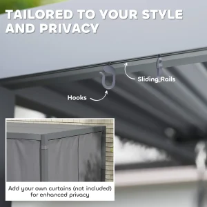 Outsunny 10' x 10' Louvered Pergola with Adjustable Metal Roof and Aluminum Frame, Outdoor Hardtop Gazebo with Drainage System - Image 5