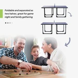 Soozier 6x3ft Compact Midsize Table Tennis Table Multi-Use Family Ping-pong Table Free Standing Folding Blue - Image 4