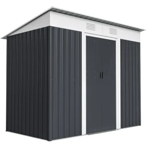 Outsunny 6' x 4' Outdoor Storage Shed, Metal Garden Tool Storage House Organizer with Lockable Sliding Doors and Vents for Backyard Patio Lawn, Charcoal Grey - Image 2