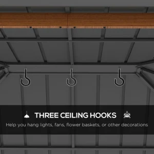 Outsunny 13' x 10' Hardtop Gazebo with Netting Sidewalls and Curtains, Galvanized Steel Outdoor Gazebo Canopy for Garden - Image 8