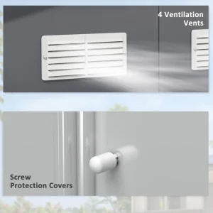 Outsunny 11.2ft x 12.5ft Practical Backyard Garden Storage Tool Shed 4 Ventilation Slots Double Sliding Door, Grey - Image 8