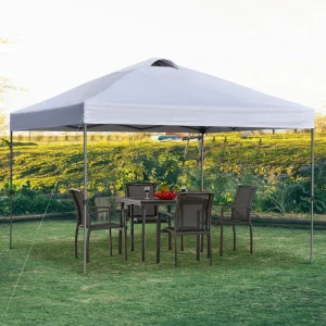 Outsunny 10' x 10' Pop Up Canopy Tent with Airy Top Vents and Wheeled Carry Bag for Outdoor, Garden, Patio, White - Image 1