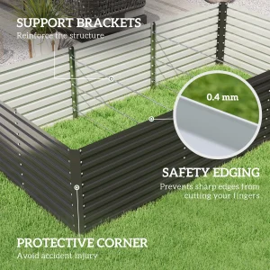 8' x 4' x 2' Raised Garden Bed, Galvanized Planter Box for Growing Flowers, Herbs and Vegetables, Dark Grey - Image 4