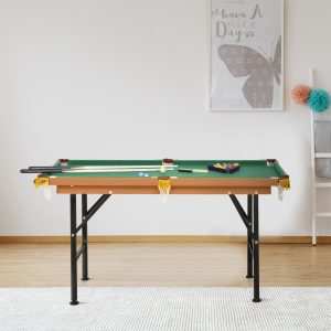 Soozier 55" Mini Pool Table Portable Billiard Table Includes Cues, Ball, Chalk, Rack, Green - Image 2