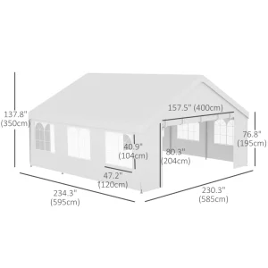 Outsunny Heavy Duty Party Tent, 19.5' x 19' Large Sun Shade Canopy Tent for Parties, Events, BBQ Grill, White - Image 4