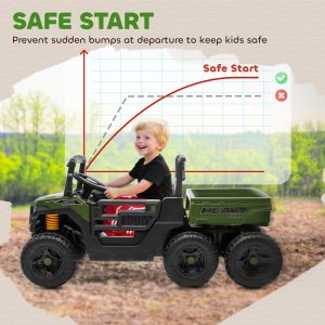 Qaba 24V 4WD Kids Ride On Truck with 6 Wheels Electric Ride On Car with Remote, Dump Bed for 3-8 Years, Green - Image 9