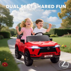 Qaba 12V Ride On Car, Licensed Lexus GX550, 2-Seater Kids Electric Vehicle with Remote Control and Suspension System, Red - Image 5