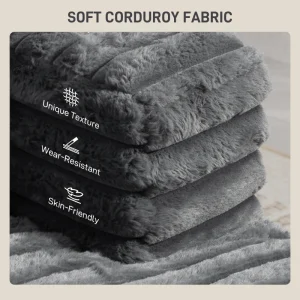 HOMCOM 60" Chaise Lounge Chair, Oversized Upholstered Sofa Bed with Cup Holders & Pillows, Sleeper Couch for Living Room, Grey - Image 7