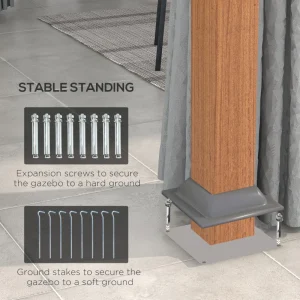 Outsunny 13' x 10' Hardtop Gazebo with Netting Sidewalls and Curtains, Galvanized Steel Outdoor Gazebo Canopy for Garden - Image 6