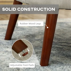 HOMCOM Modern Accent Chair, Upholstered Armchair with Solid Wood Legs and Lumbar Pillow for Living Room, Cream White - Image 10