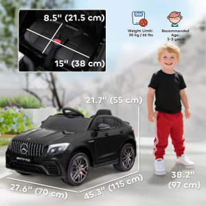 Aosom Officially Licensed Kids Ride-On Car 12V Electric Ride On Car Perfect Toy Gift with Remote Control Suspension Wheel, Black - Image 3