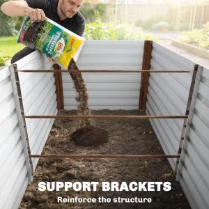 5' x 3' x 2' Raised Garden Bed, Galvanized Planter Box for Growing Flowers, Herbs and Vegetables Dark Brown Wood Effect - Image 5