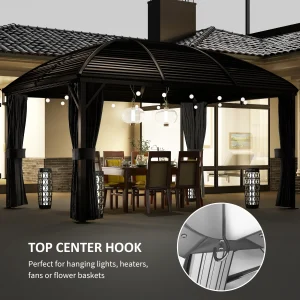 3 x 4 m Patio Aluminium Gazebo Hardtop Metal Roof Canopy Party Tent Garden Outdoor Shelter w/Mesh & Side Walls - Image 10