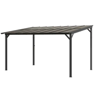 Outsunny 10' x 14' Hardtop Gazebo Wall-Mounted / Free Standing Outdoor Pergola with UPF 50+ & Waterproof Polycarbonate Roof - Image 9